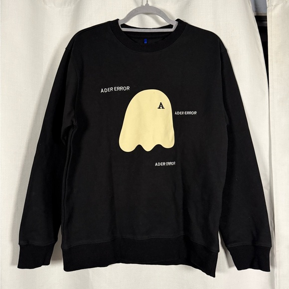 Ader Error Ghost Sweatshirt Noir Crewneck Pullover - Picture 9 of 9